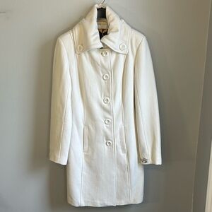 Foxy Jeans Single Breasted Button Up Wool Trench Coat Jacket Womens Size M